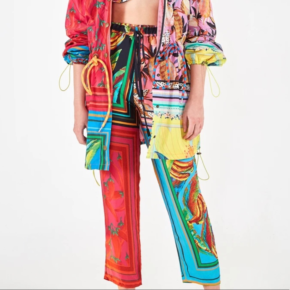 FARM Rio Multicolor Printed Wide-Leg Pants - Red, Blue, Yellow, Green
